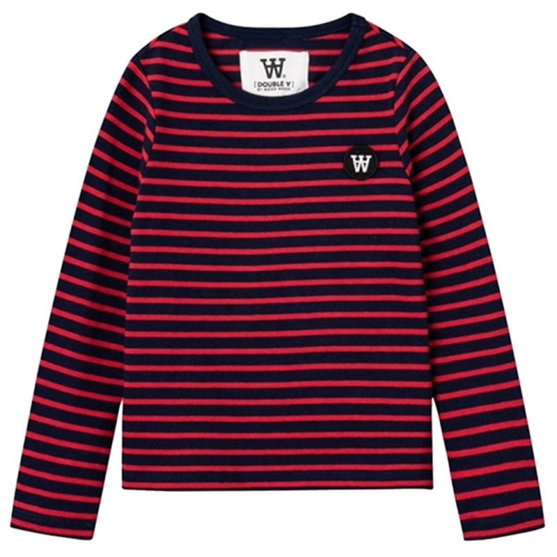 Navy Rød Stribet Kim Bluse - 100% Økologisk Bomuld