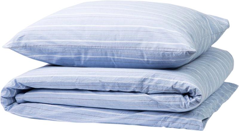 Stripe Washed Percale 140x200cm L. Blue White fra Magasin Du Nord Collection