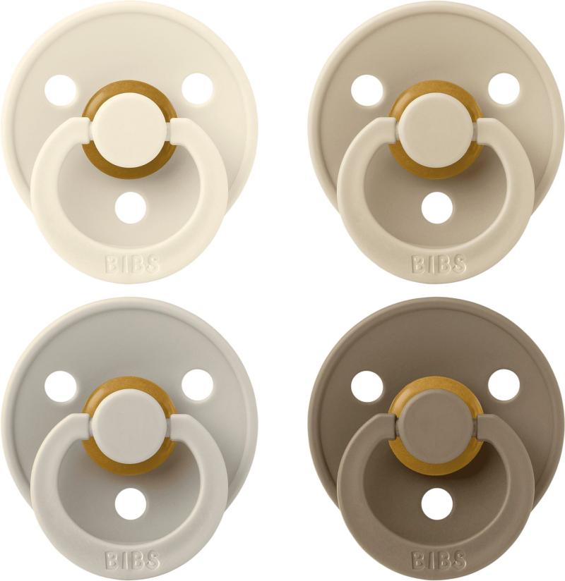 Pacifier Colour 4 Pack Latex Size 1 Ivory Sand Vanilla  fra Bibs
