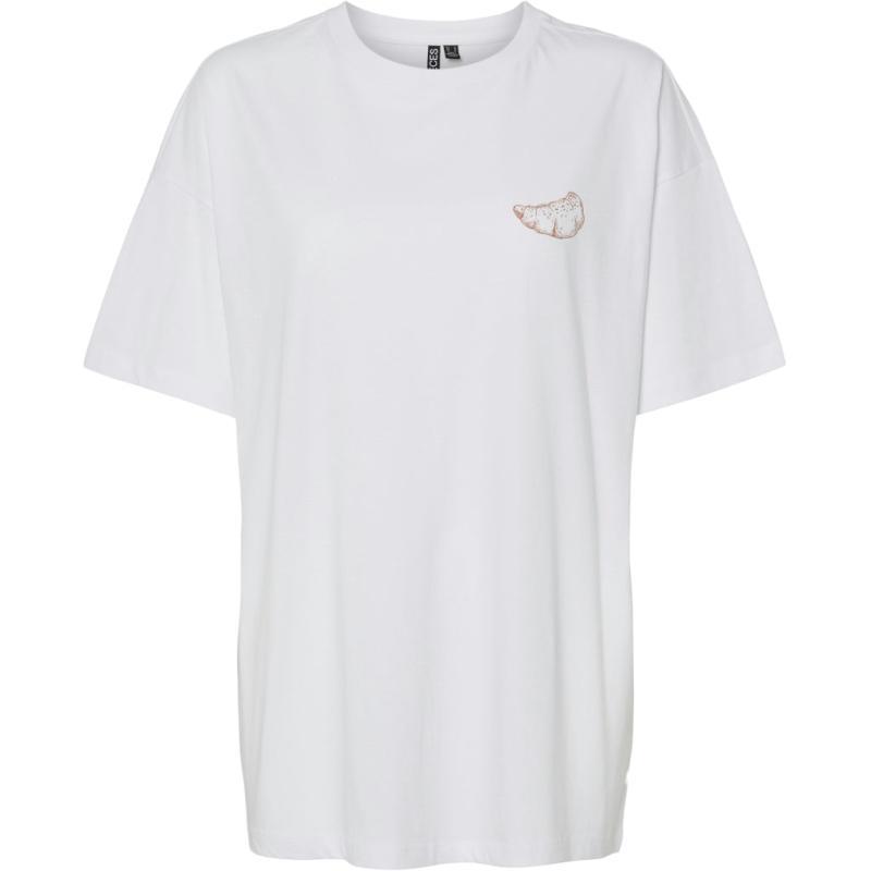 Sej Dame T-shirt med Print - Bright White fra Pieces