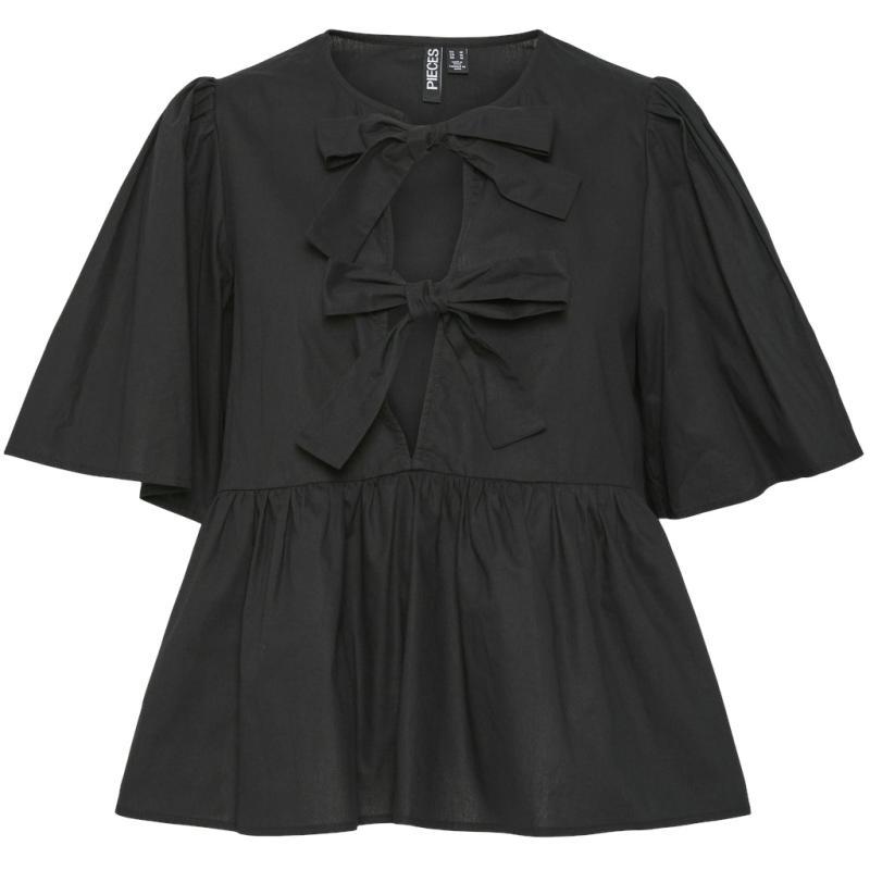 Dame Peplum Bluse Pcmaya i Sort fra Pieces - Tilbud!