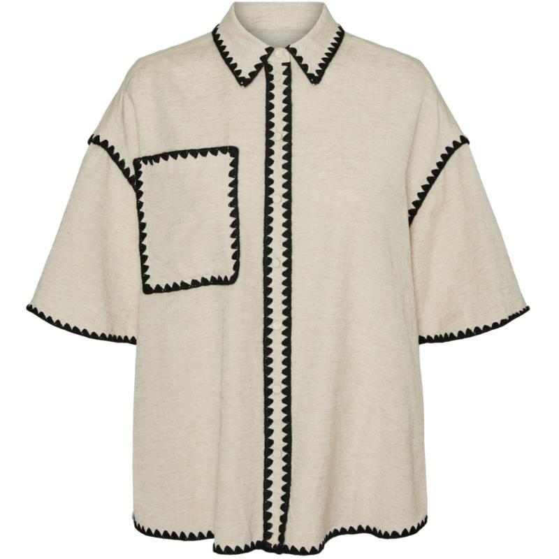 Sej Vero Moda Dame Bluse med Kontrastsygninger