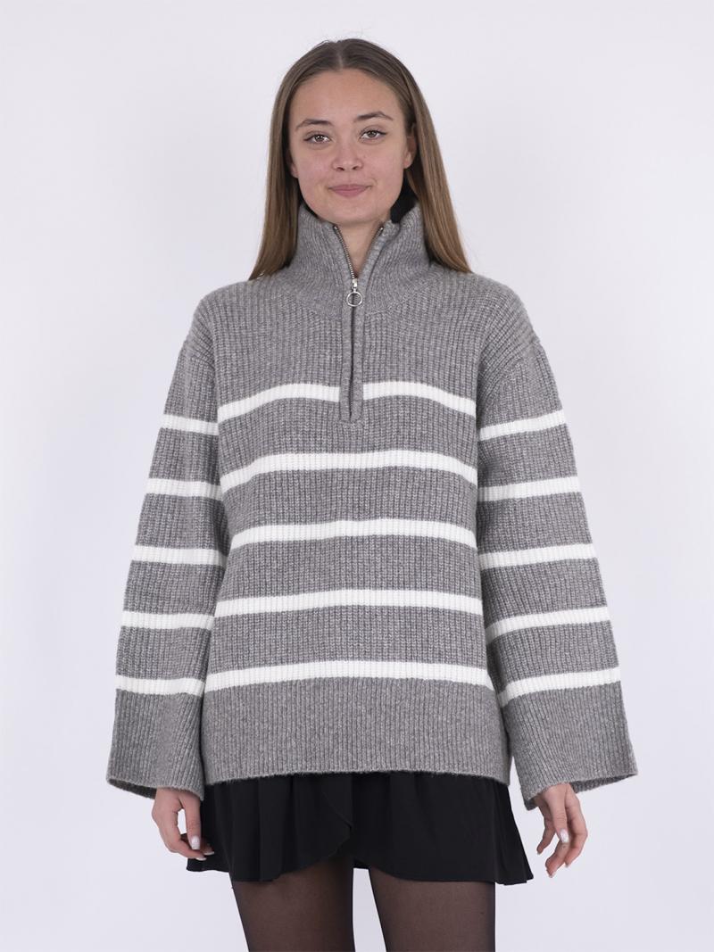 Nevena Stripe Knit Blouse fra Neo Noir