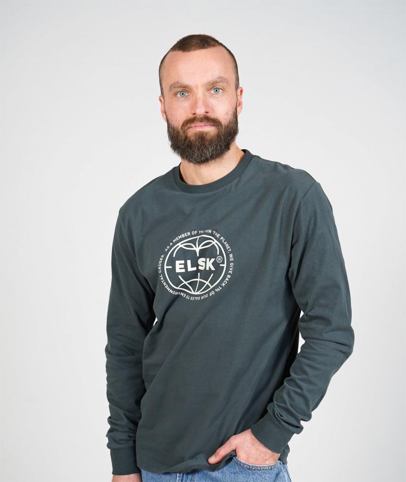 Statement Globe Men's Brushed Ls Tshirt fra Elsk