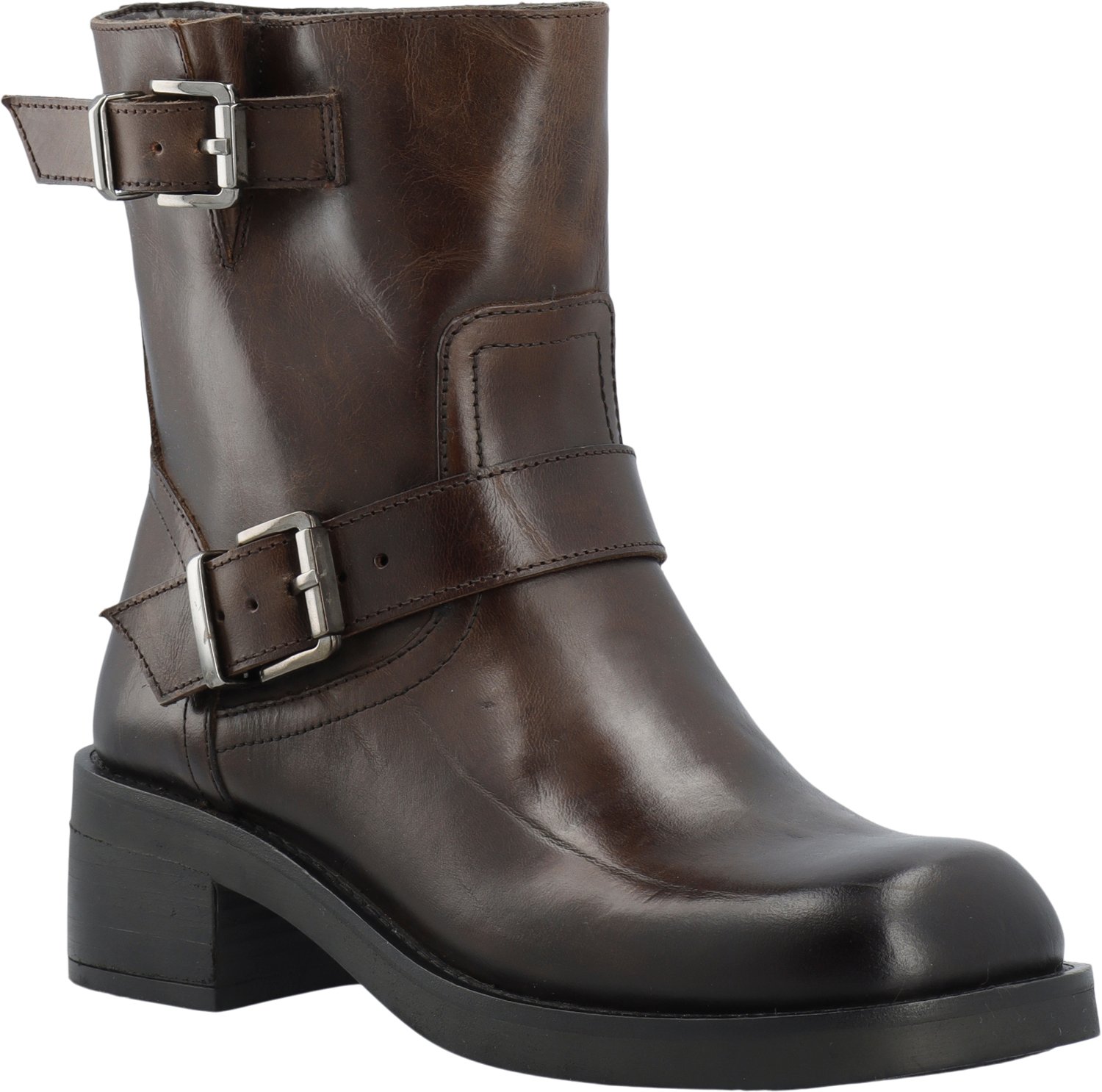 Biaharper Mid Calf Biker Boot Pull Up Leather fra Bianco