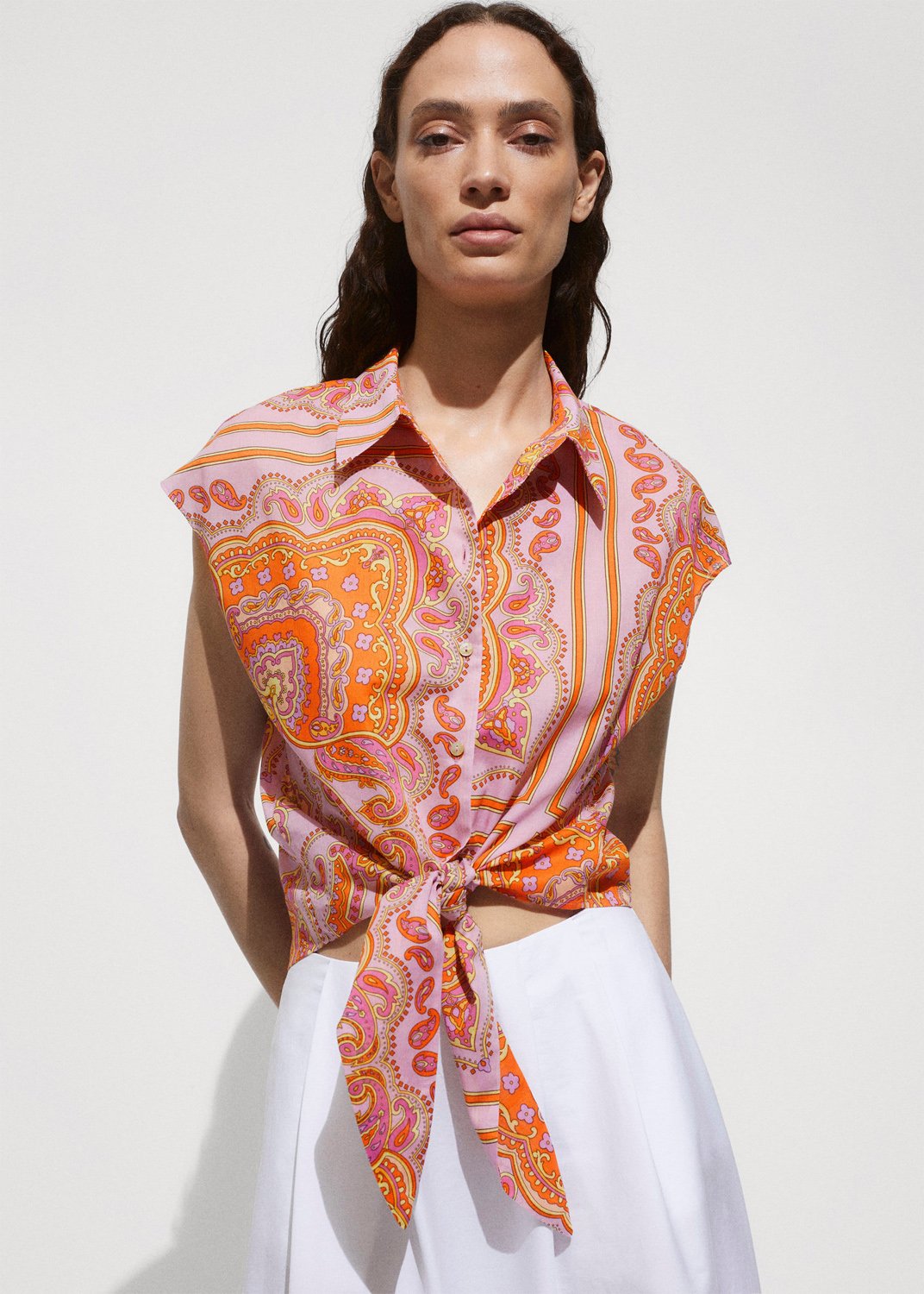 Bow Printed Shirt fra Mango