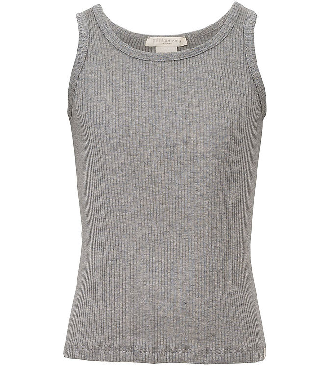 Top   Rib   Silke Bomuld   Billund   Grey Melange fra Minimalisma