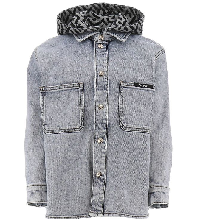 Denimjakke M. Hætte   Blue Medium M. Gråmeleret Sort fra Versace