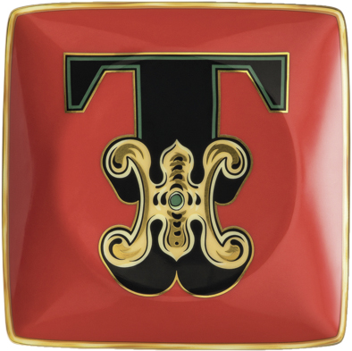 Bowl 12cm Sq. Flat, Holiday Alphabet T,   fra Versace