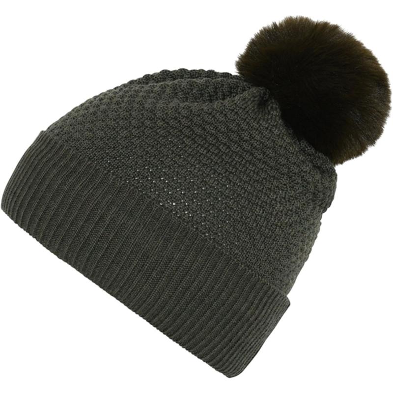 97502 Oslo Uld Beanie   Fake Fur Dark Moss   Str. 47 49 fra Mp Danmark