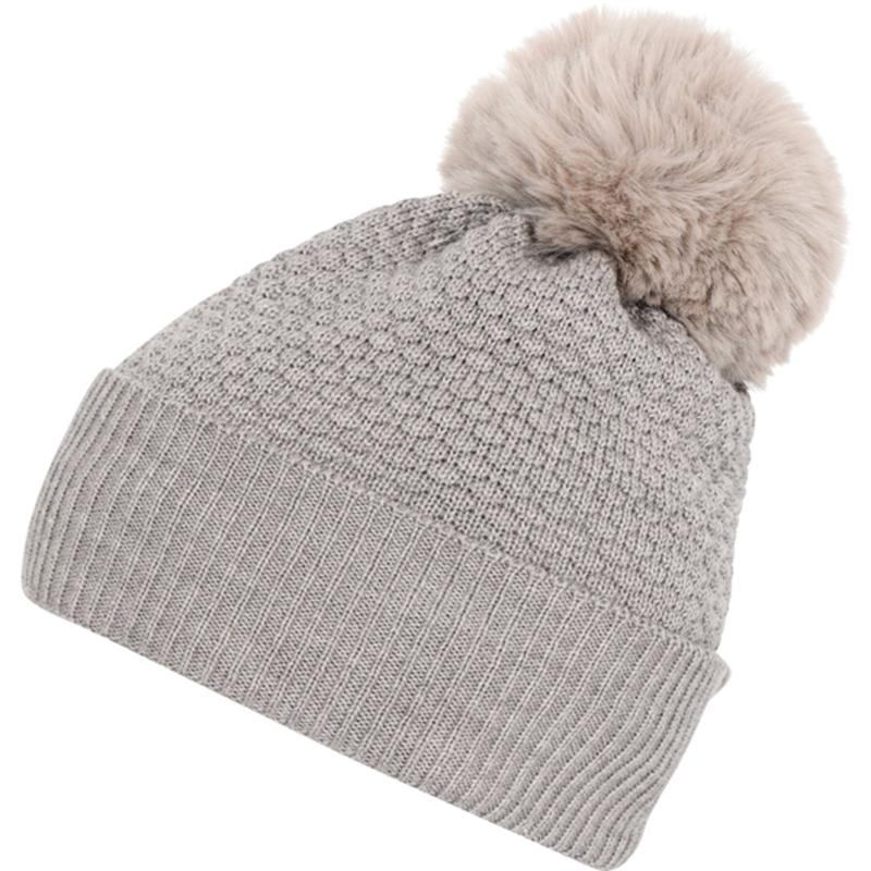 97502 Oslo Uld Beanie   Fake Fur Light Brown Melange   Str. 47 49 fra Mp Danmark