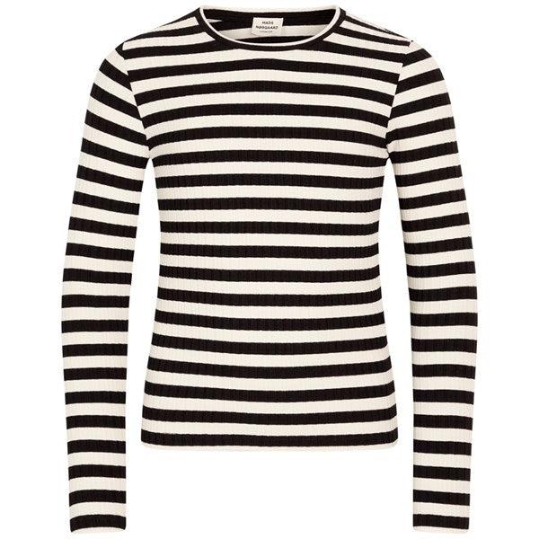 5x5 Classic Stripe Talika Bluse Black Vanilla Ice   Str. 12 år fra Mads Nørgaard