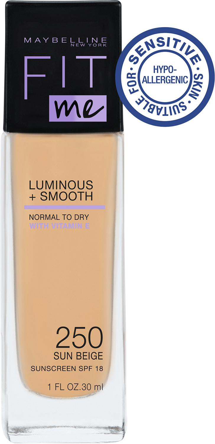 Fit Me Luminous + Smooth Foundation 250 Sun Beige fra Maybelline