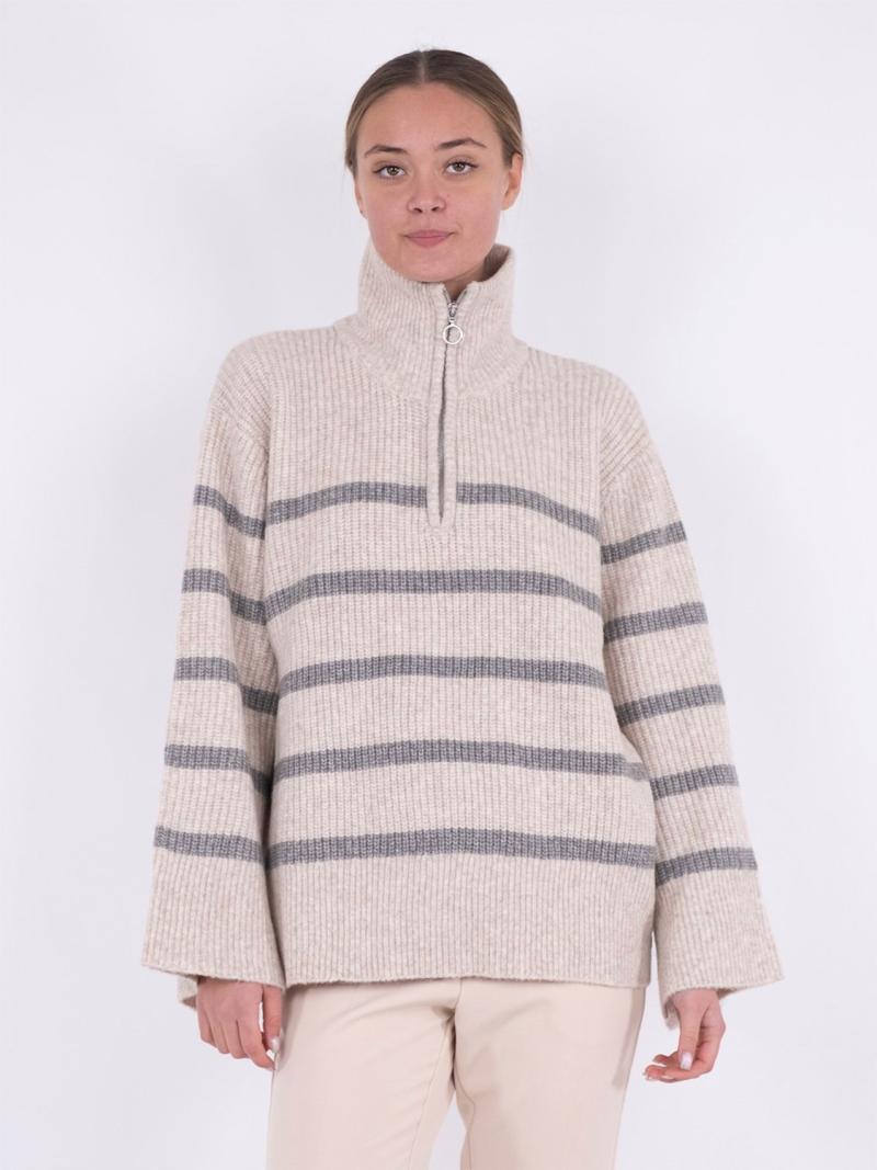 Nevena Stripe Knit Blouse fra Neo Noir