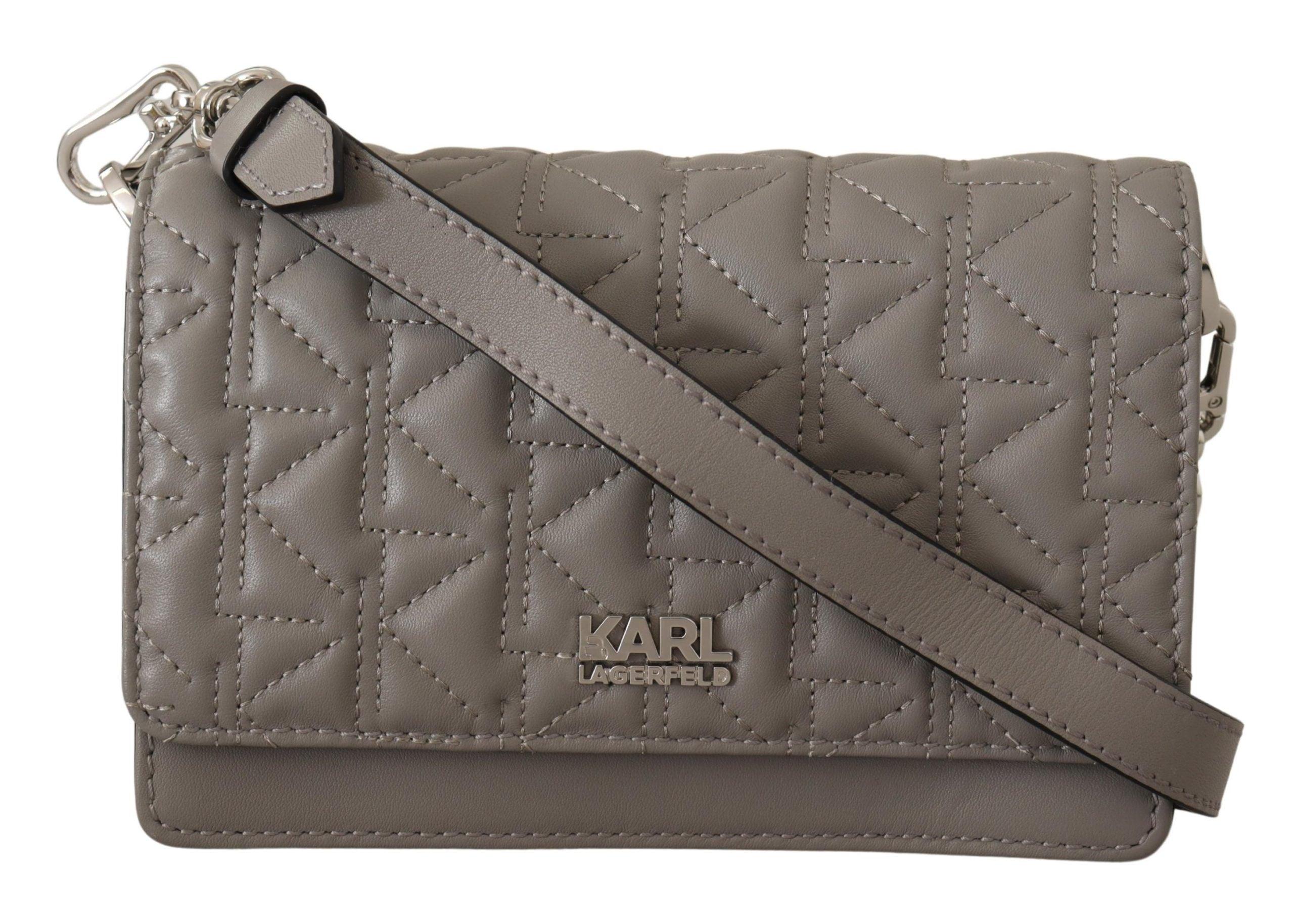 Elegant Grey Leather Crossbody Bag fra Karl Lagerfeld hos Modeoutlet 8720092391252