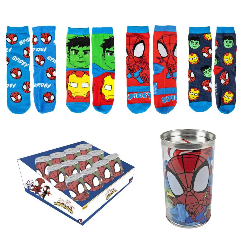 4 Pak Strømper I Sparegris   Spidey   Blå Mix   27 30 fra Ym-eyewear