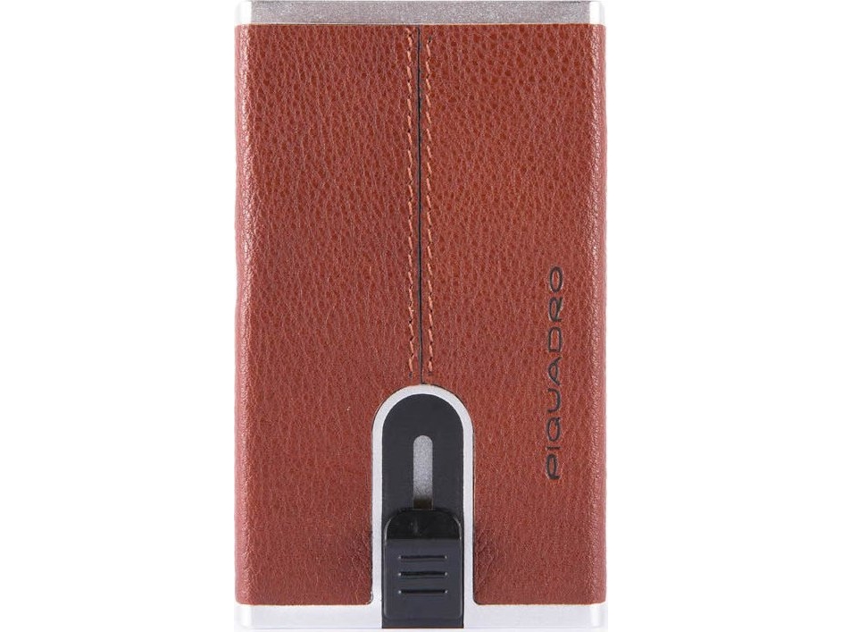 , Black Square, Leather, Card Holder, Square Sliding System With Money Clip, Pp4825b3r Cu, Brown, For Men For Men fra Piquadro