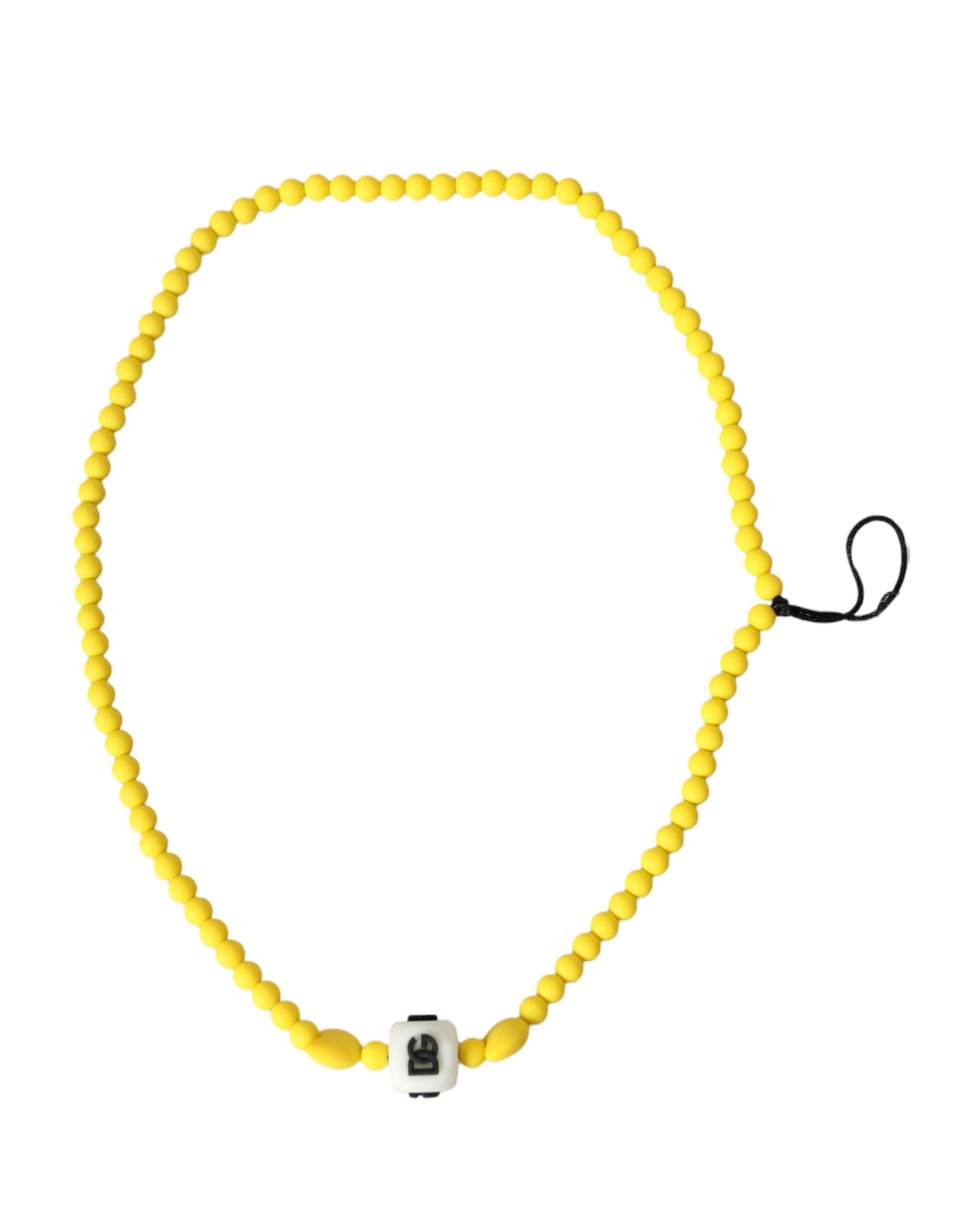 Yellow Beaded Chain Logo Charm Necklace fra Dolce & Gabbana hos Modeoutlet 8052145877278