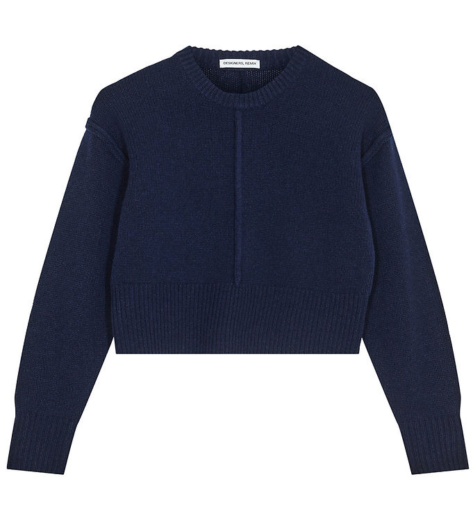 Bluse   Uld   Carmen Cropped   Navy fra Designers Remix
