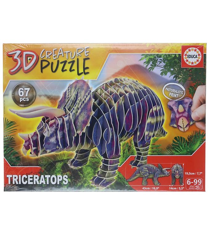3d Puslespil   Triceratops   67 Brikker fra Educa