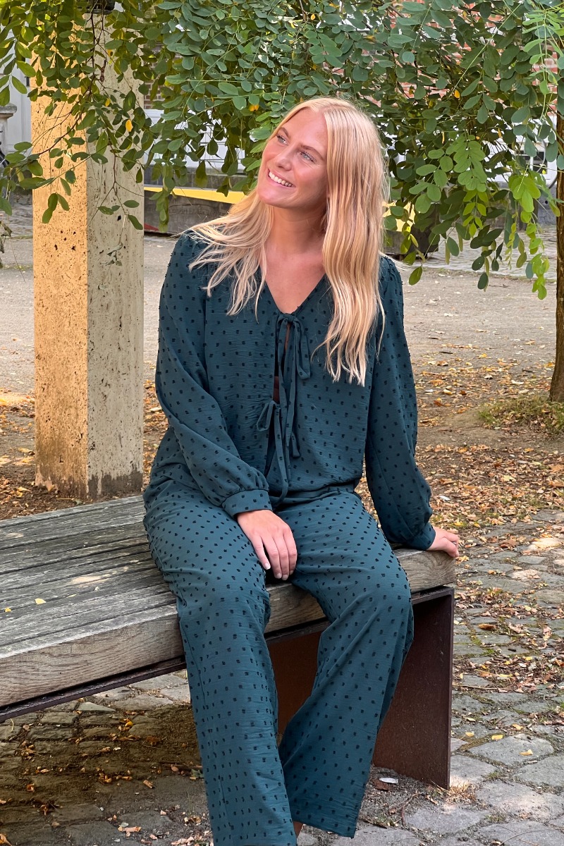 A View    Bluse   Sif Long Sleeve Blouse   Dark Green fra A-view