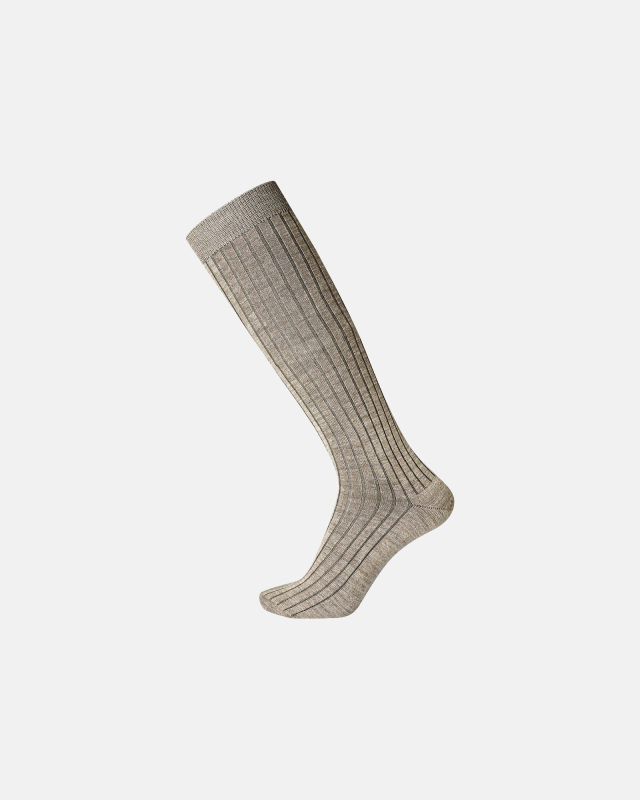 ælange Strømper "rib" | Uld | Beige fra Egtved hos Intimo.dk 5709405108483