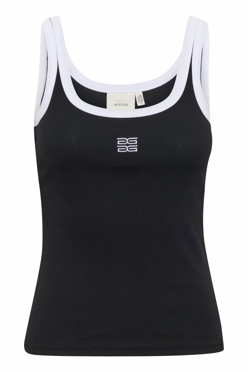 Top   Gzdrew Contrast Logo Top   Black (levering Midt April) fra Gestuz