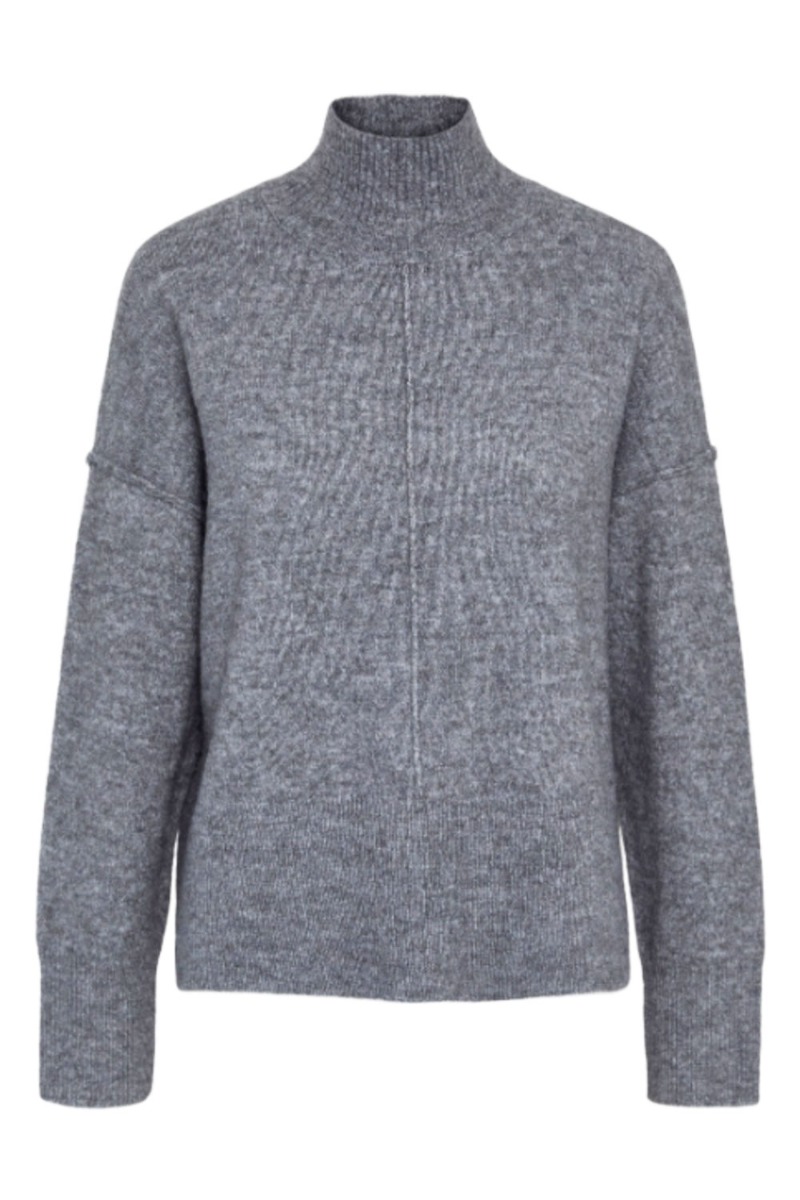 Y.a.s   Strik     Balis Ls High Neck Knit S.   Medium Grey Melange fra Yas