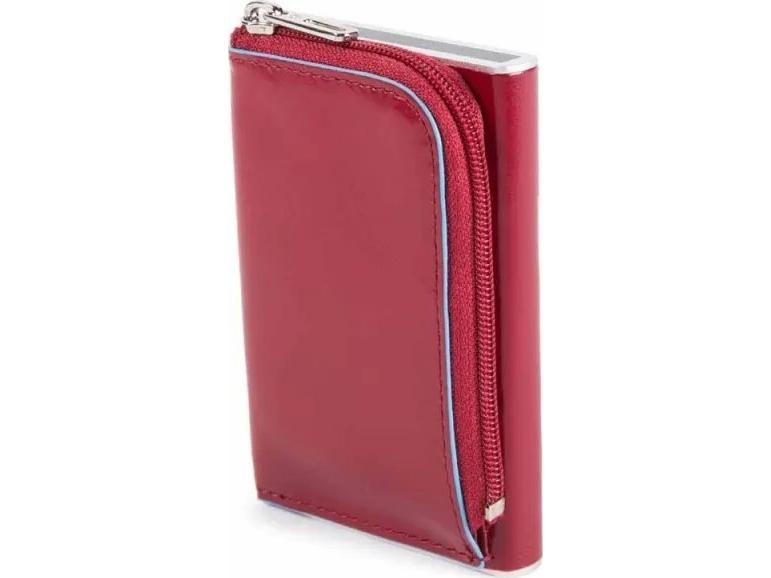 , Blue Square, Leather, Card Holder, Square Sliding System With Zipped Coin Pocket, Pp5359b2r R, Red, For Men For Men fra Piquadro