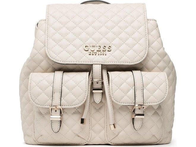 , Adam Flap, Polyurethane, Textile Backpack, Stone, For Women For Women fra Guess