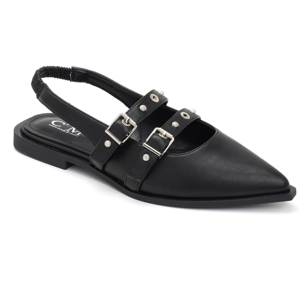 Amelia Dame Slingback Ballerinaer 8316   Black fra Shoes