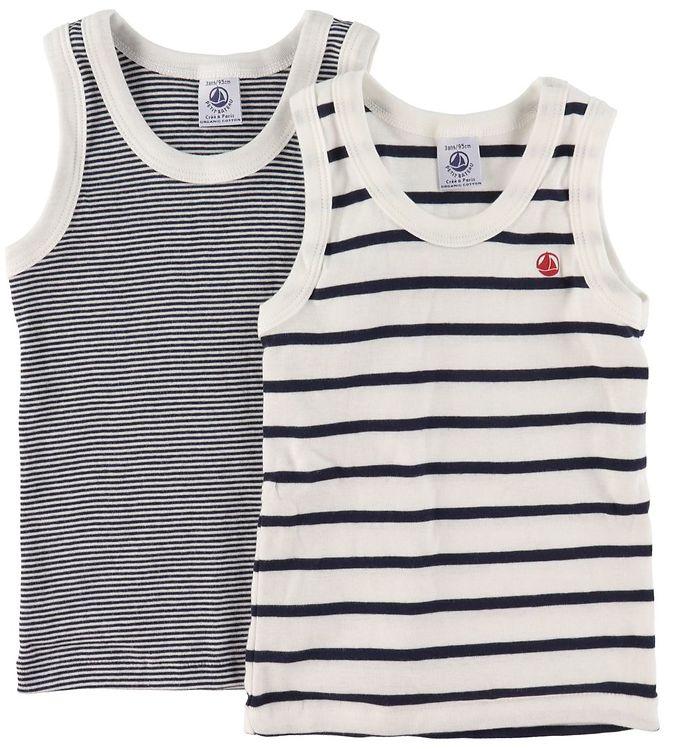 Undertrøjer   2 Pak   Hvid Navystribet fra Petit Bateau
