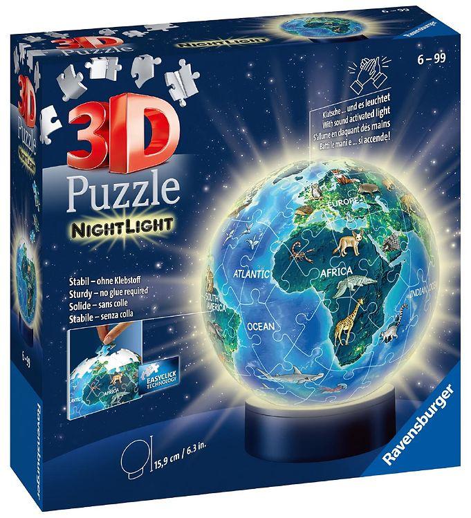 3d Puslespil   72 Brikker   Globe Nightlight fra Ravensburger