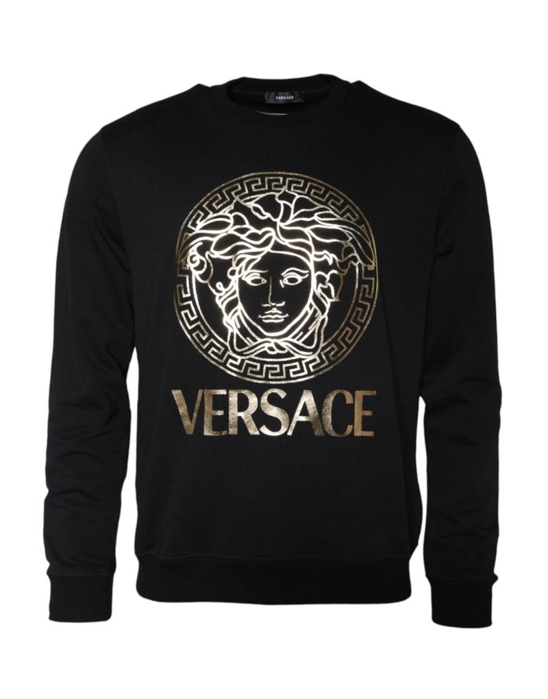 Black Medusa Fleece Cotton Crew Neck Sweatshirt Sweater fra Versace hos Modeoutlet 8053609128516