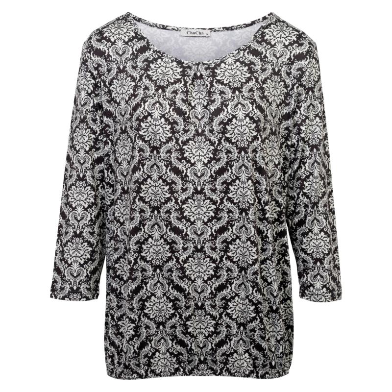 Dame Bluse  Print Black White fra Chacha hos dansk.dk 5714470251439