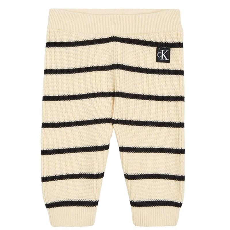Striped Cardigan Strik Sæt Black  Vanilla Stripe   Str. 86 fra Calvin Klein