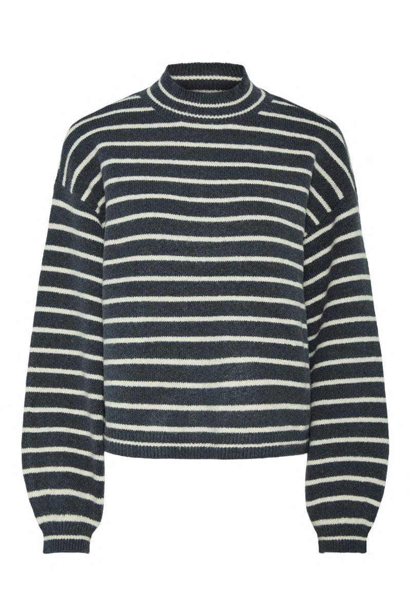 Strik   Pcpenna Ls High Neck Knit   Ombre Blue fra Pieces