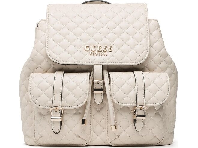 , Adam Flap, Polyurethane, Textile Backpack, Stone, For Women For Women fra Guess