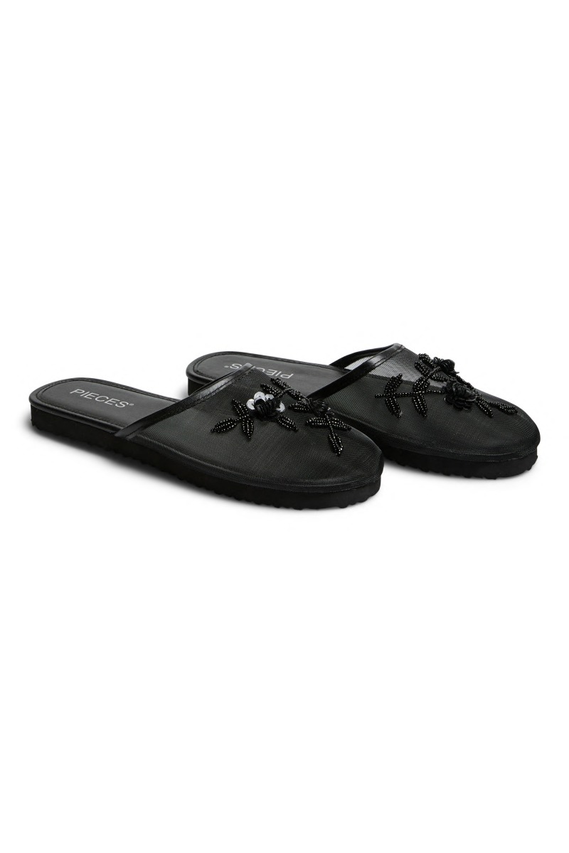 Sko  Sophia Mesh Slipper  Black fra Pieces hos Lykke by Lykke 5715716980618