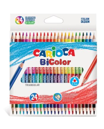 Farveblyanter Fra Carioca 24stk  Dobbelt Farve Trekantet   3mm  48 Farver