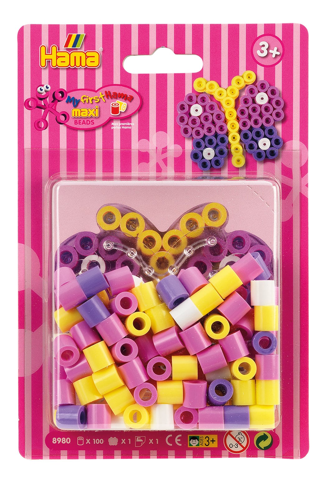 Hama Maxi Perlesæt Lille Sommerfugl Plade Og Perler