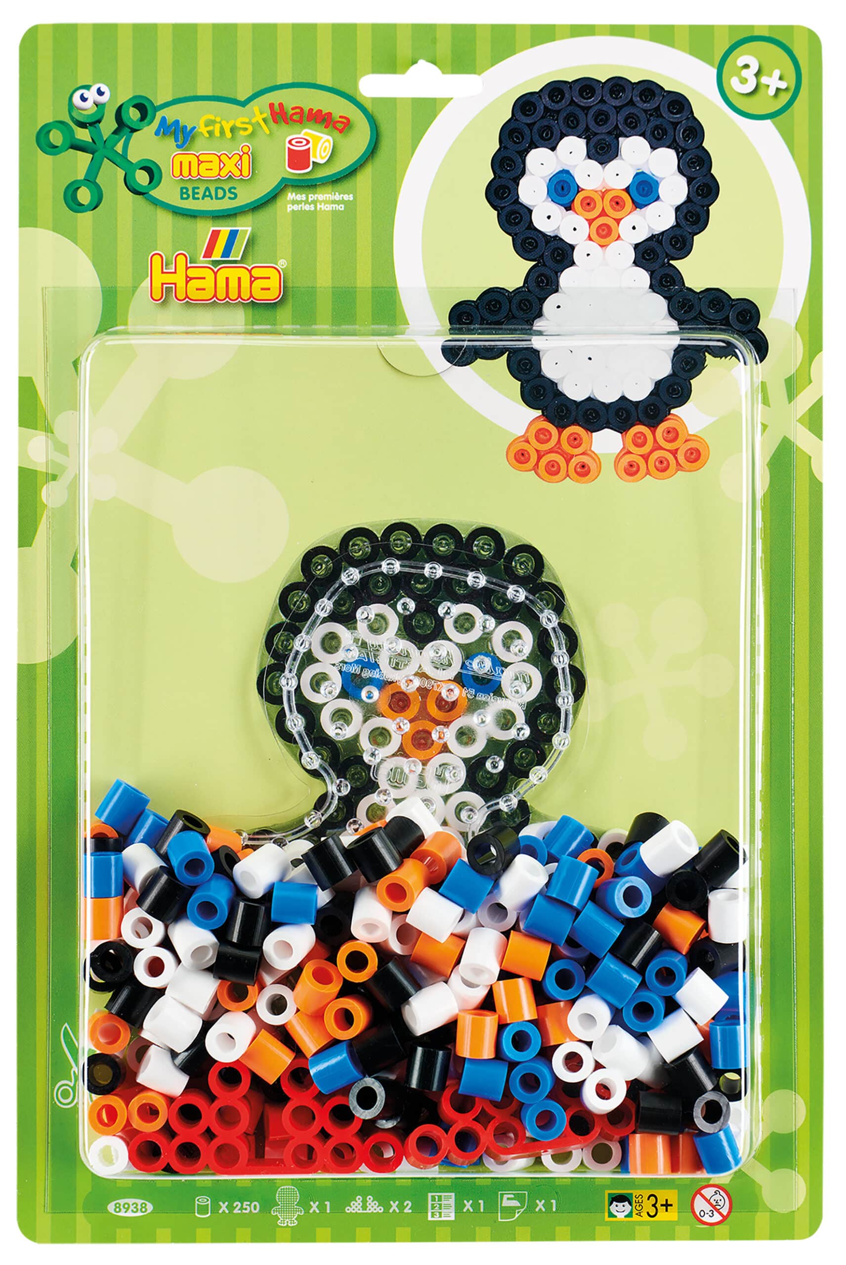 Hama Maxi Perlesæt Pingvin 250 Maxi Perler Pingvin Perleplade