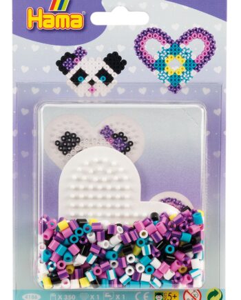 Hama Midi Perlesæt   Gaveæske Panda   Hjerte Lilla 350 Perler