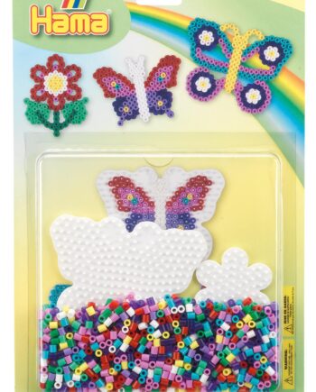 Hama Midi Perlesæt Sommerfugl   Blomster   100 Perler     Perleplader