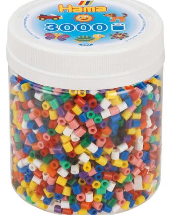 Hama Perler  Bæger Med 3000 Stk  Mix 00 Farver  Midi