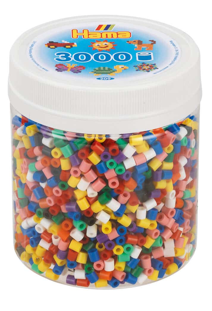 Hama Perler Bæger Med 3000 Stk Mix 00 Farver Midi
