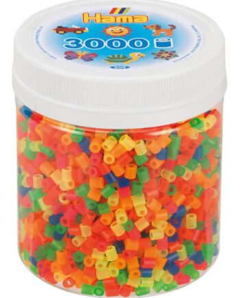 Hama Perler  Bæger Med 3000 Stk  Mix Neon  Midi