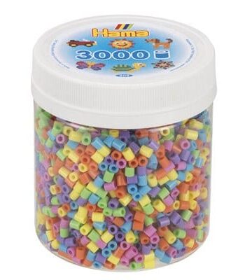 Hama Perler Bæger Med 3000 Stk Pastel Mix Farver Midi