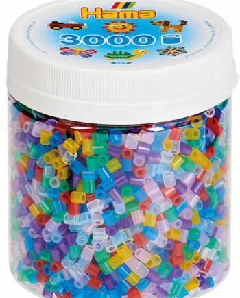 Hama Perler Bæger Med 3000 Stk Transparent Mix 53 Midi