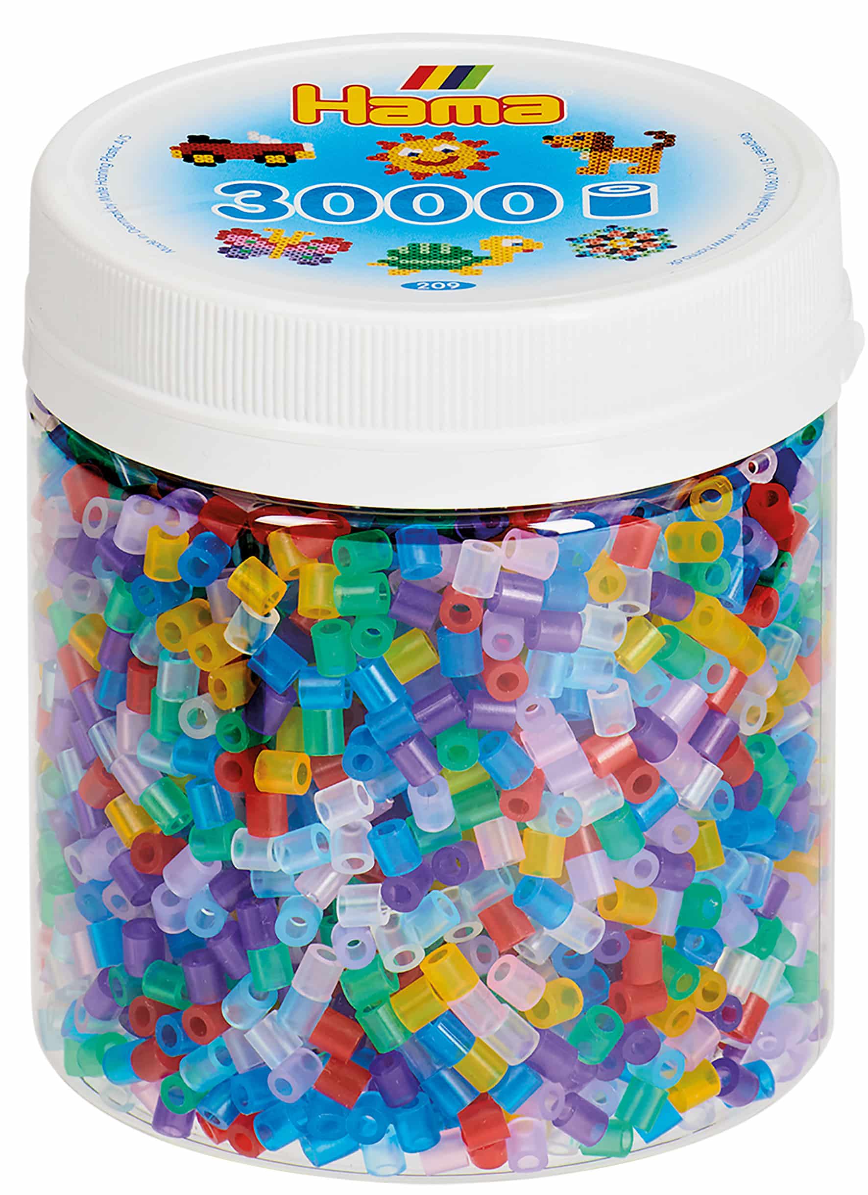 Hama Perler Bæger Med 3000 Stk Transparent Mix 53 Midi